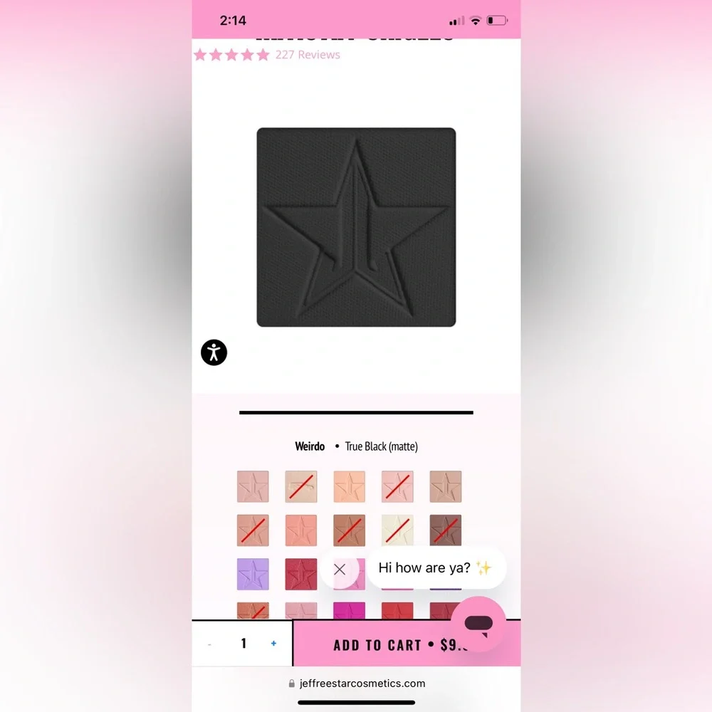 Jeffree Star single eyeshadows set of 5